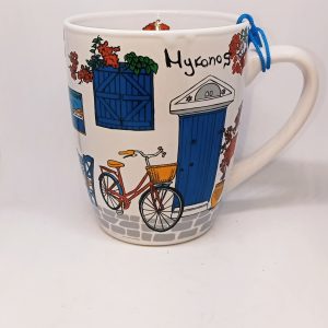 Mug with bicycle and cat