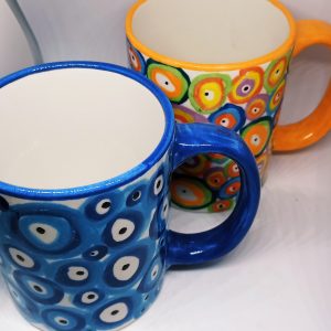 Blue/orange evil eye mug