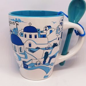 White/colourful traditional church espresso mug