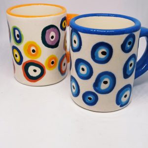 Blue/orange evil eye espresso mug 7cm