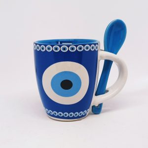 Blue evil eye espresso mug