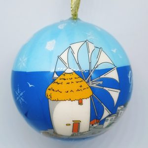 Christmas balls hanging tree decoration Mykonos windmill