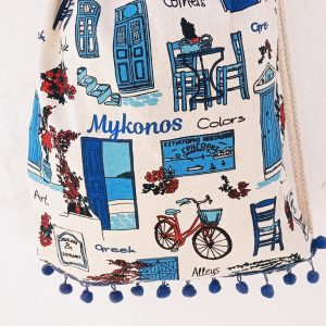 Canvas backpack with bicycle and pompons