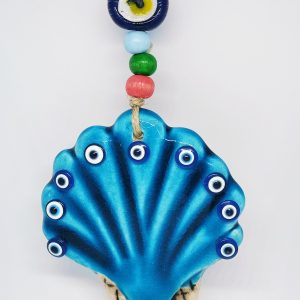 Sea shell with evil eye wall hanging