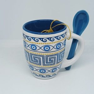 Espresso mug Meander design blue gold