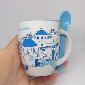 Santorini traditional church espresso mug