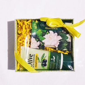 Gift box with hand cream and soap