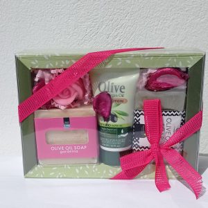 Gift box with olive oil soap and hand cream