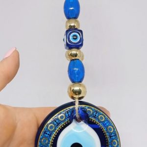 Gold-blue evil eye glass wall hanging decoration