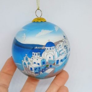 Christmas ball glass Santorini light blue tree hanging decoration