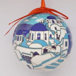 Christmas ball blue Santorini church-house tree hanging decoration