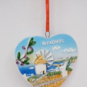 Ceramic heart of Mykonos ornament Christmas tree hanging decoration