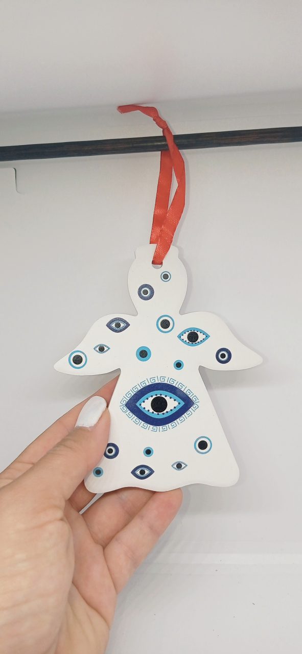 Angel Christmas ornament with evil eye tree hanging decoration