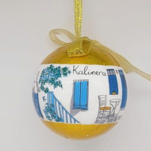 Gold Christmas ball “kalimera” tree hanging decoration