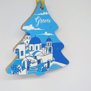 Santorini traditional church Christmas ornament tree hanging decoration