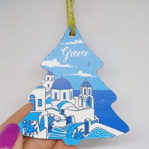 Santorini traditional church Christmas ornament tree hanging decoration