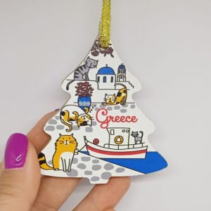 Greek cats traditional church boat Christmas ornament hanging tree decoration