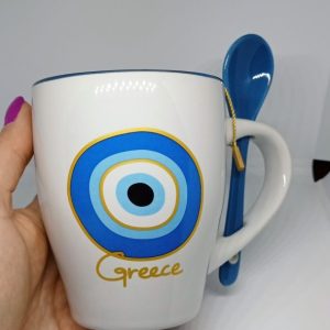 Evil eye blue gold large mug coffee